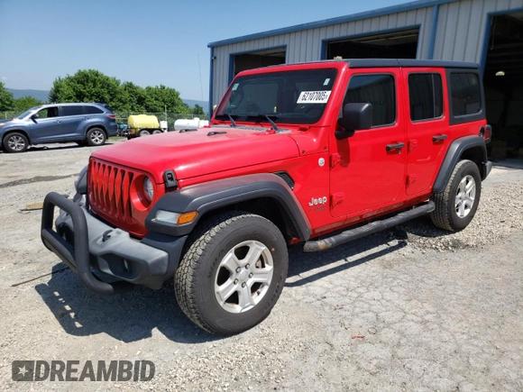 2019 Jeep Wrangler Unlimited Sport S with VIN 1C4HJXDN2KW634635, listed as a Copart auction lot 62107005 with 88,237 mi miles and Salvage title. Bid and sale history available at DreamBid. Image 1.