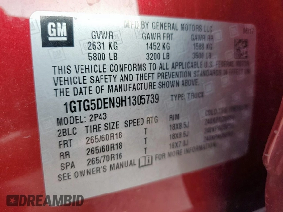 2017 GMC Canyon 2WD SLT z VIN 1GTG5DEN9H1305739, wystawiony jako Copart lot #58194755 z przebiegiem 133 571 mil mil oraz Szkoda całkowita • Salvage title. Historia ofert i sprzedaży dostępna na DreamBid. Obrazek 13.