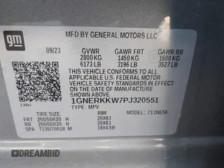 2023 Chevrolet Traverse Premier with VIN 1GNERKKW7PJ320551, listed as a IAAI auction lot 41186853 with 12,432 mi miles and . Bid and sale history available at DreamBid. Image 9.