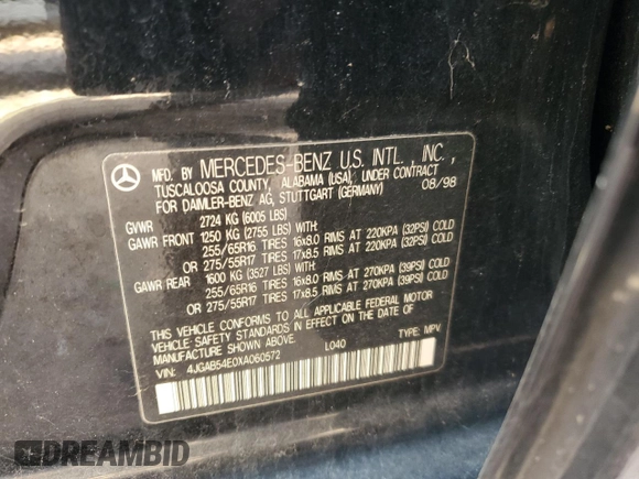 1999 Mercedes-Benz M 320/430/500 z VIN 4JGAB54E0XA060572, wystawiony jako Copart lot #45536805 z przebiegiem 215 210 mil mil oraz Szkoda całkowita • Salvage title. Historia ofert i sprzedaży dostępna na DreamBid. Obrazek 15.
