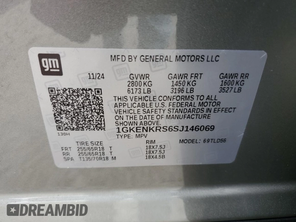 2025 GMC Acadia FWD Elevation z VIN 1GKENKRS6SJ146069, wystawiony jako Copart lot #51299725 z przebiegiem 2 665 mil mil oraz Czysty tytuł • Clean title. Historia ofert i sprzedaży dostępna na DreamBid. Obrazek 13.
