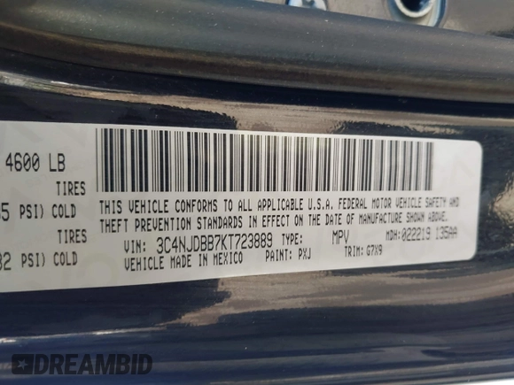 2019 Jeep Compass Altitude с VIN 3C4NJDBB7KT723889, выставлен на аукционе IAAI как лот 42365338 с пробегом 107 750 миль миль и . История ставок и продаж доступна на DreamBid. Изображение 9.