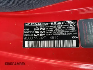 2002 Mercedes-Benz CLK 320/430 with VIN WDBLK65G02T114516, listed as a Copart auction lot 70672914 with 51,844 mi miles and Salvage Title. Bid and sale history available at DreamBid. Image 12.