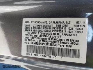 2014 Honda Odyssey EX with VIN 5FNRL5H49EB135246, listed as a IAAI auction lot 41529680 with 187,818 mi miles. Bid and sale history available at carsss.com. Image 9.