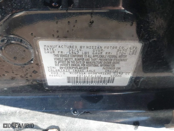 2015 Nissan Versa Note SV with VIN 3N1CE2CP1FL401378, listed as a IAAI auction lot 41417022 with 106,083 mi miles. Bid and sale history available at carsss.com. Image 9.