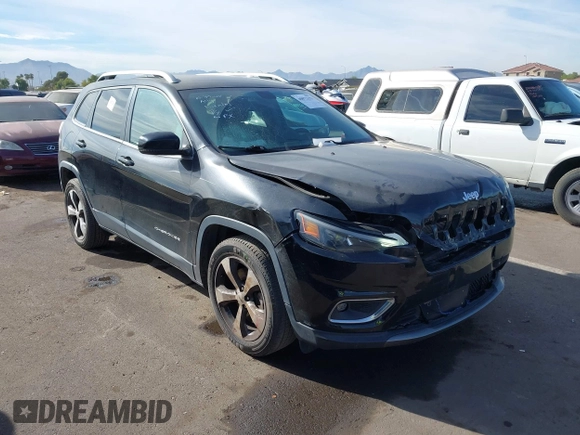 2019 Jeep Cherokee Limited with VIN 1C4PJLDB1KD455802, listed as a IAAI auction lot 40872153 with 82,986 mi miles and . Bid and sale history available at DreamBid. Image 1.