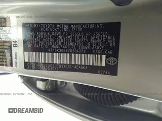 2007 Toyota Avalon XL with VIN 4T1BK36B87U204279, listed as a IAAI auction lot 41363042 with 91,967 mi miles and . Bid and sale history available at DreamBid. Image 9.