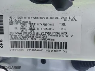 2017 Toyota Tacoma SR5 with VIN 3TMAZ5CN2HM045318, listed as a IAAI auction lot 41824555 with 80,918 mi miles. Bid and sale history available at carsss.com. Image 9.