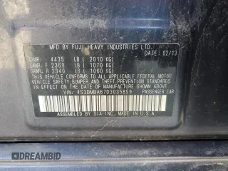 2013 Subaru Legacy 2.5i z VIN 4S3BMBA67D3035859, wystawiony jako Copart lot #52052765 z przebiegiem 197 732 mil mil oraz Szkoda całkowita • Salvage title. Historia ofert i sprzedaży dostępna na DreamBid. Obrazek 13.