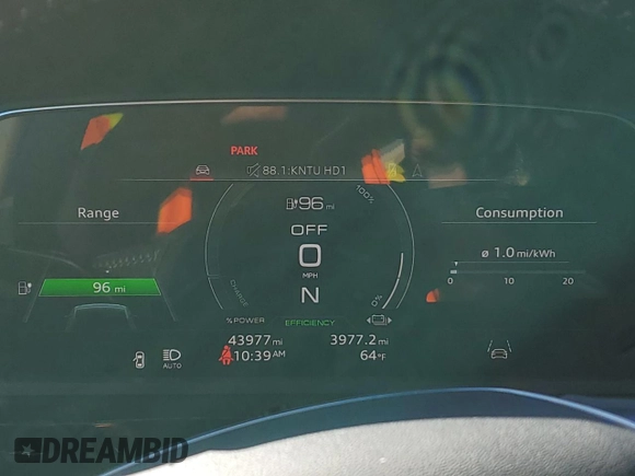 2021 Audi e-tron Premium Plus with VIN WA1LAAGE1MB024443, listed as a Copart auction lot 42333015 with 43,977 mi miles and Salvage title. Bid and sale history available at DreamBid. Image 9.