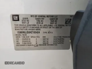 2017 GMC Acadia SLE with VIN 1GKKNLLS0HZ180424, listed as a Copart auction lot 53069325 with 158,493 mi miles and Salvage title. Bid and sale history available at DreamBid. Image 14.