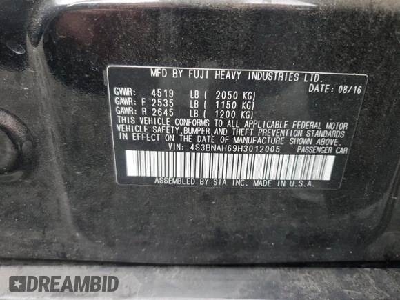 2017 Subaru Legacy Premium z VIN 4S3BNAH69H3012005, wystawiony jako Copart lot #49341755 z przebiegiem 75 364 mil mil oraz Szkoda całkowita • Salvage title. Historia ofert i sprzedaży dostępna na DreamBid. Obrazek 14.