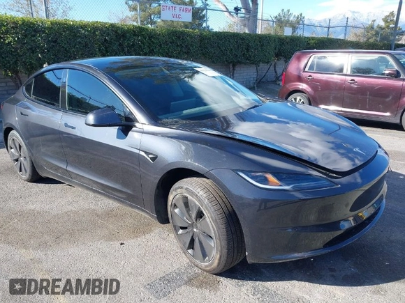 2024 Tesla Model 3 with VIN 5YJ3E1EA0RF718703, listed as a IAAI auction lot 41278243 with 6,504 mi miles. Bid and sale history available at carsss.com. Image 1.