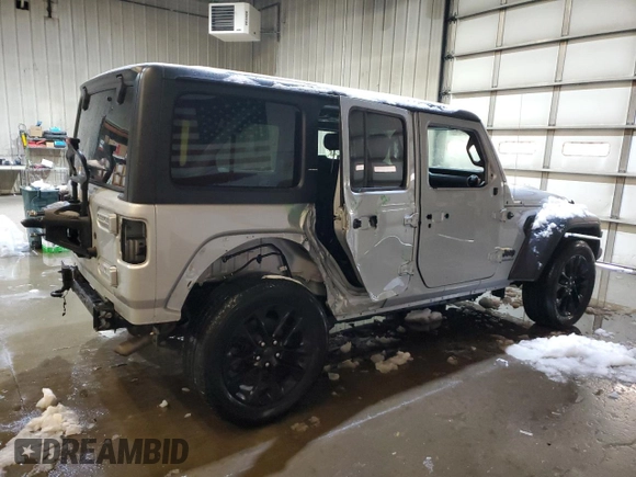 2023 Jeep Wrangler Sport with VIN 1C4HJXDN8PW639488, listed as a Copart auction lot 44931555 with 23,371 mi miles and Salvage Title. Bid and sale history available at DreamBid. Image 3.