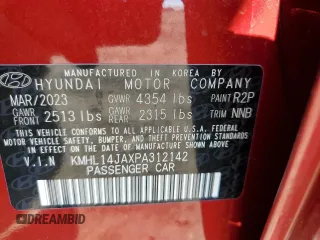 2023 Hyundai Sonata SEL z VIN KMHL14JAXPA312142, wystawiony jako Copart lot #47110945 z przebiegiem 23 303 mil mil oraz Szkody całkowita. Historia ofert i sprzedaży dostępna na DreamBid. Obrazek 14.