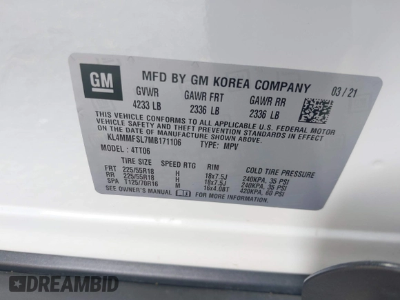 2021 Buick Encore GX Essence с VIN KL4MMFSL7MB171106, выставлен на аукционе IAAI как лот 42634028 с пробегом 44 478 миль миль и . История ставок и продаж доступна на DreamBid. Изображение 9.