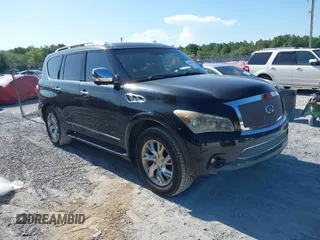 2012 Infiniti QX56 8-passenger with VIN JN8AZ2ND6C9715273, listed as a IAAI auction lot 42687701 with 233,773 mi miles and . Bid and sale history available at DreamBid. Image 1.