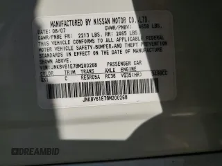 2008 Infiniti G35 Journey with VIN JNKBV61E78M200268, listed as a Copart auction lot 60559905 with Not provided miles and Salvage title. Bid and sale history available at DreamBid. Image 12.