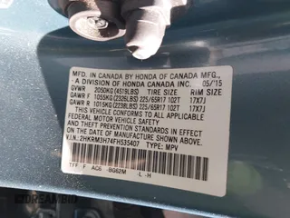 2015 Honda CR-V EX-L with VIN 2HKRM3H74FH535407, listed as a IAAI auction lot 41687353 with 154,881 mi miles and . Bid and sale history available at carsss.com. Image 9.