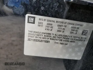 2018 Chevrolet Impala LT with VIN 2G1105S35J9119381, listed as a Copart auction lot 54909595 with 167,464 mi miles and Salvage Title. Bid and sale history available at DreamBid. Image 12.