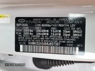 2021 Hyundai Kona Ultimate with VIN KM8K53A54MU657397, listed as a Copart auction lot 69861792 with 23,127 mi miles. Bid and sale history available at carsss.com. Image 12.