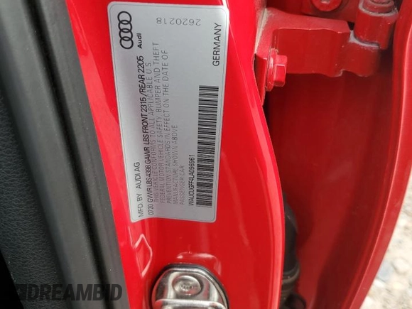 2020 Audi A3 with VIN WAUCUGFF4LA096961, listed as a Copart auction lot 51954825 with 30,389 mi miles and Salvage title. Bid and sale history available at DreamBid. Image 12.