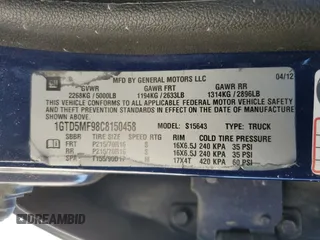 2012 GMC Canyon SLE1 with VIN 1GTD5MF98C8150458, listed as a Copart auction lot 52250445 with 63,100 mi miles and Salvage Title. Bid and sale history available at carsss.com. Image 13.