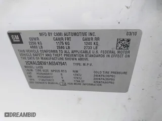 2010 Chevrolet Equinox LT w/1LT with VIN 2CNALDEW1A6347941, listed as a IAAI auction lot 42096042 with 263,829 mi miles. Bid and sale history available at carsss.com. Image 9.