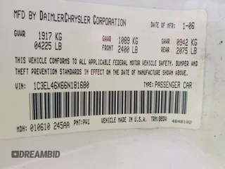 2006 Chrysler Sebring with VIN 1C3EL46X66N181680, listed as a IAAI auction lot 41932963 with 202,544 mi miles and . Bid and sale history available at DreamBid. Image 9.