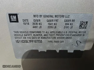 2015 Chevrolet Malibu LT with VIN 1G11C5SL7FF197733, listed as a Copart auction lot 46494055 with 61,016 mi miles and Clean Title. Bid and sale history available at carsss.com. Image 12.