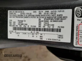 2019 Ford Fiesta SE with VIN 3FADP4EJ1KM138237, listed as a Copart auction lot 50094715 with 57,975 mi miles and Salvage Title. Bid and sale history available at DreamBid. Image 13.