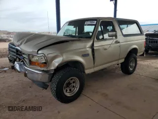 1996 Ford Bronco XL with VIN 1FMEU15N0TLB63427, listed as a Copart auction lot 82779084 with 175,679 mi miles and Salvage Title. Bid and sale history available at carsss.com. Image 1.