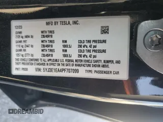 2023 Tesla Model 3 z VIN 5YJ3E1EA4PF707099, wystawiony jako Copart lot #52531035 z przebiegiem 57 723 mil mil oraz Szkoda całkowita • Salvage title. Historia ofert i sprzedaży dostępna na DreamBid. Obrazek 14.