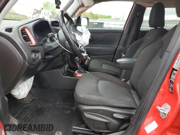 2018 Jeep Renegade Trailhawk с VIN ZACCJBCB7JPG76380, выставлен на аукционе Copart как лот 56914355 с пробегом 74 612 миль миль и Списание • Salvage title. История ставок и продаж доступна на DreamBid. Изображение 7.