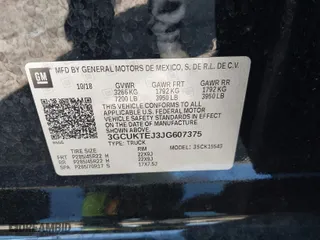 2018 Chevrolet Silverado 1500 High Country with VIN 3GCUKTEJ3JG607375, listed as a IAAI auction lot 39372747 with 69,013 mi miles. Bid and sale history available at carsss.com. Image 9.