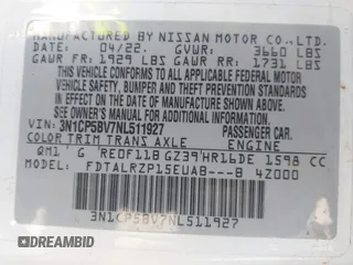 2022 Nissan Kicks S z VIN 3N1CP5BV7NL511927, wystawiony jako IAAI lot #42025240 z przebiegiem 47 444 mil mil oraz . Historia ofert i sprzedaży dostępna na DreamBid. Obrazek 9.