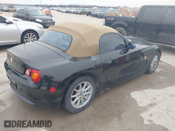 2004 BMW Z4 2.5i with VIN 4USBT33524LR67023, listed as a IAAI auction lot 41610200 with 100,307 mi miles and . Bid and sale history available at DreamBid. Image 4.