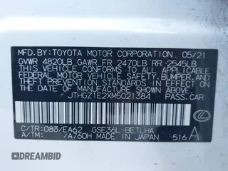 2021 Lexus IS 350 F Sport z VIN JTHGZ1E2XM5021384, wystawiony jako IAAI lot #40805229 z przebiegiem 52 644 mil mil oraz . Historia ofert i sprzedaży dostępna na DreamBid. Obrazek 9.
