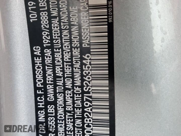 2020 Porsche 911 Carrera S with VIN WP0CB2A97LS263546, listed as a Copart auction lot 75195014 with Not Provided miles and Salvage Title. Bid and sale history available at carsss.com. Image 14.