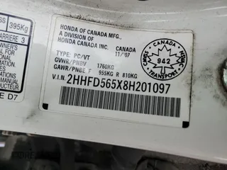 2008 Acura CSX Touring z VIN 2HHFD565X8H201097, wystawiony jako Copart lot #75443264 z przebiegiem 277 306 mil mil oraz Szkody całkowita. Historia ofert i sprzedaży dostępna na DreamBid. Obrazek 13.