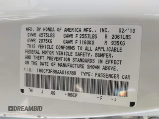 2010 Honda Accord EX-L z VIN 1HGCP3F88AA016788, wystawiony jako IAAI lot #41794302 z przebiegiem 134 340 mil mil oraz . Historia ofert i sprzedaży dostępna na DreamBid. Obrazek 9.