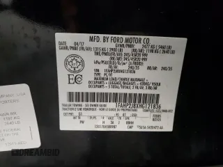 2017 Ford Taurus Limited with VIN 1FAHP2J8XHG121836, listed as a Copart auction lot 48893715 with Not Provided miles and Clean Title. Bid and sale history available at DreamBid. Image 12.