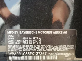 2015 BMW 3 Series 320i with VIN WBA3B1C55FK137367, listed as a Copart auction lot 51474765 with 71,242 mi miles and Salvage Title. Bid and sale history available at carsss.com. Image 13.