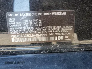 2018 BMW 3 Series 320i xDrive with VIN WBA8A3C53JA494999, listed as a Copart auction lot 41457625 with Not Provided miles and Salvage Title. Bid and sale history available at carsss.com. Image 14.