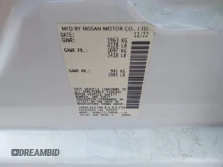 2023 Nissan Altima SL with VIN 1N4BL4EV7PN333570, listed as a IAAI auction lot 41697717 with 16,499 mi miles and . Bid and sale history available at DreamBid. Image 9.