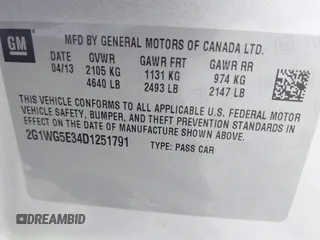 2013 Chevrolet Impala LT with VIN 2G1WG5E34D1251791, listed as a IAAI auction lot 41948414 with 195,204 mi miles and . Bid and sale history available at DreamBid. Image 9.