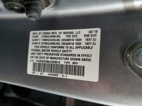 2018 Honda CR-V EX-L with VIN 7FARW2H86JE029019, listed as a Copart auction lot 45796675 with 116,101 mi miles and Salvage Title. Bid and sale history available at carsss.com. Image 13.