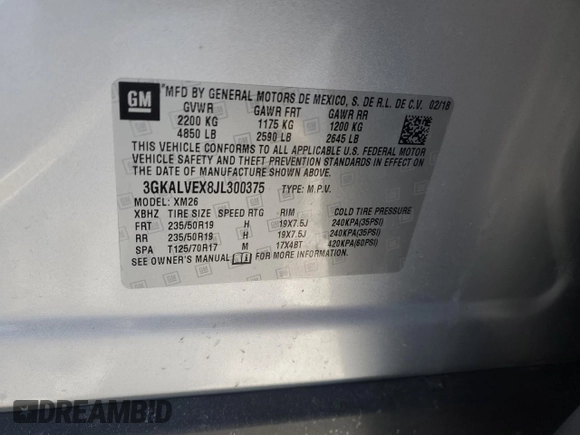 2018 GMC Terrain SLT with VIN 3GKALVEX8JL300375, listed as a Copart auction lot 41511725 with 107,102 mi miles and Salvage Title. Bid and sale history available at carsss.com. Image 12.