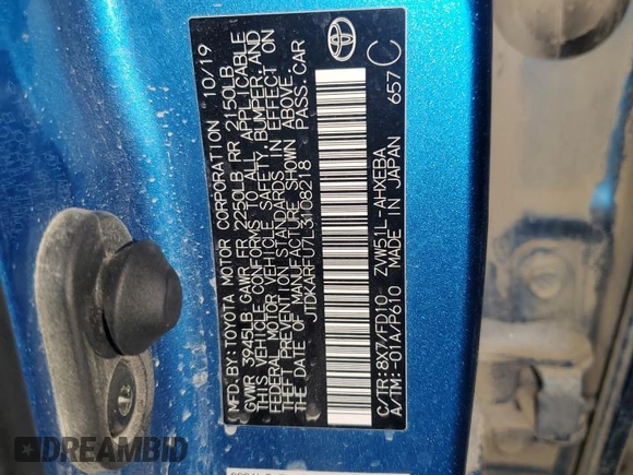 2020 Toyota Prius L Eco z VIN JTDKARFU7L3108218, wystawiony jako Copart lot #45026925 z przebiegiem 90 704 mil mil oraz Szkoda całkowita • Salvage title. Historia ofert i sprzedaży dostępna na DreamBid. Obrazek 14.
