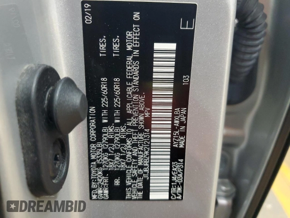 2019 Lexus NX 300h with VIN JTJBJRBZ9K2121314, listed as a Copart auction lot 57136075 with 56,744 mi miles and Salvage title. Bid and sale history available at DreamBid. Image 13.